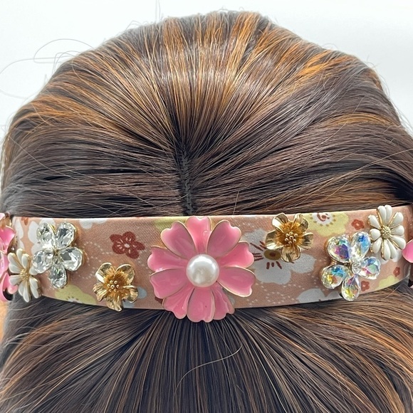 𝅺Daisy Flower Pink Yellow Headband Hair Accessory. - Picture 9 of 13